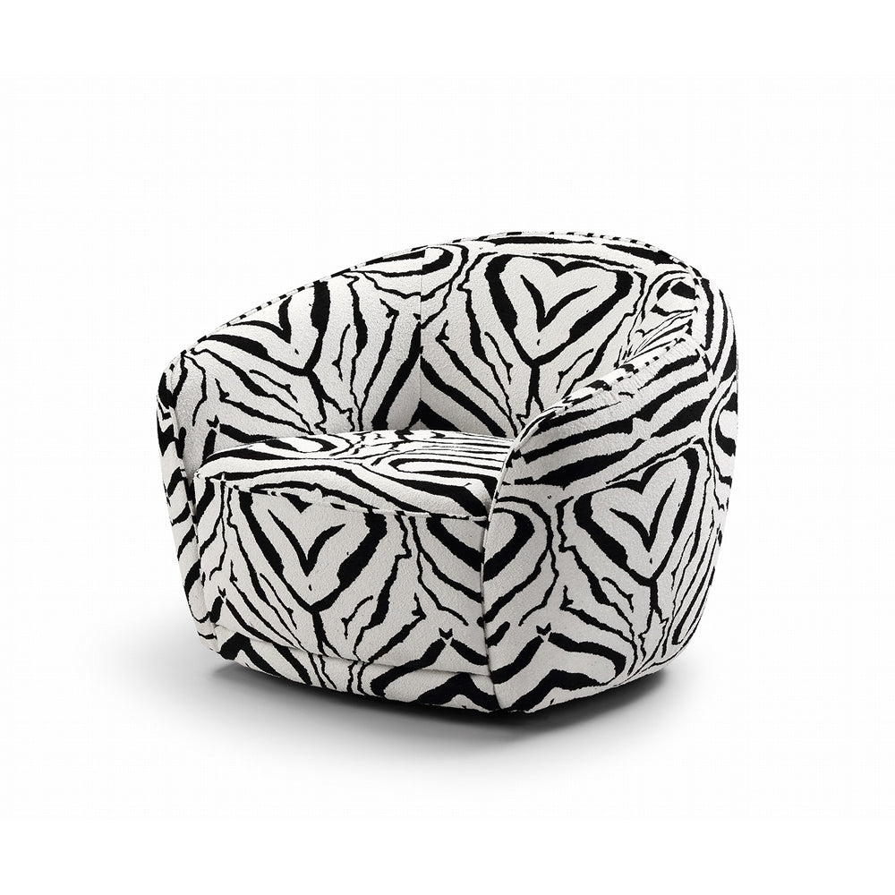 Side view showing cozy rounded back and plush polyester fabric