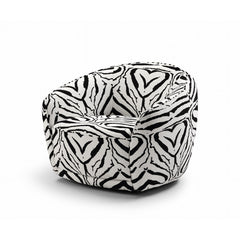 Side view showing cozy rounded back and plush polyester fabric