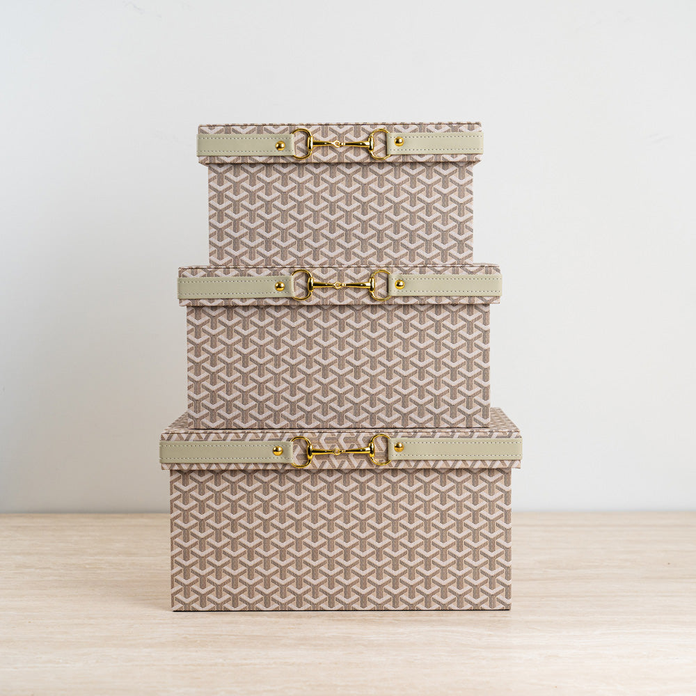 Compact and sophisticated storage chest for personal essentials.