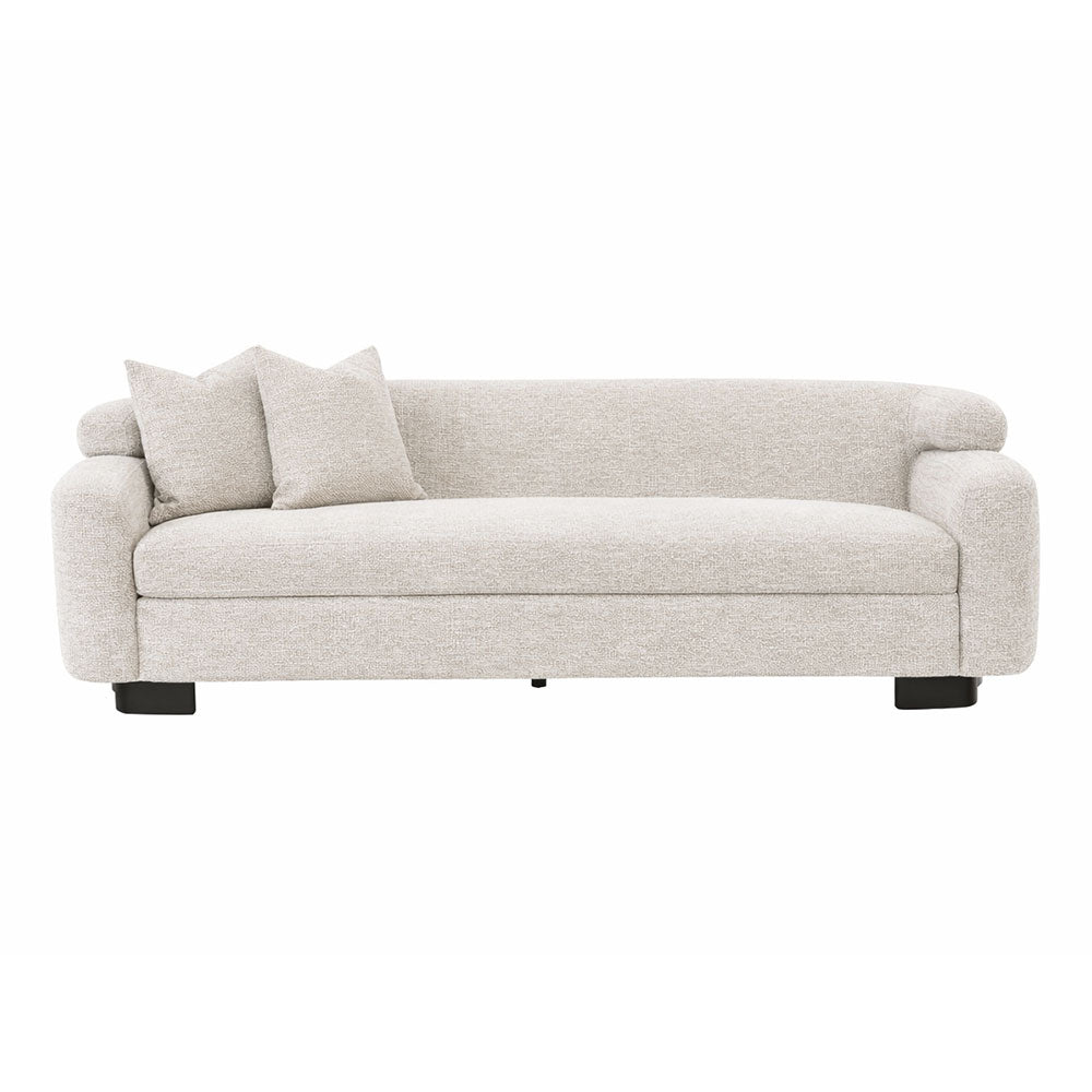 Modern statement armchair featuring premium woven upholstery, slit-level back, and rounded armrests, combining contemporary style with everyday comfort.