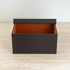 Natural fiber organizer box designed for modern, minimalist home interiors