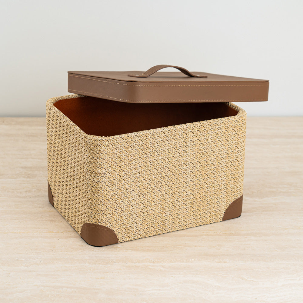 Multi-purpose storage box ideal as a gift item or decorative organizer.