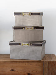 Luxurious large storage box with a PU leather exterior and soft velvet interior, offering practical and elegant storage for contemporary and minimalist home décor.