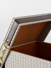 Elegant small storage box crafted from premium PU leather with a soft velvet interior, perfect for organizing jewelry, watches, and keepsakes in modern and luxury interiors.