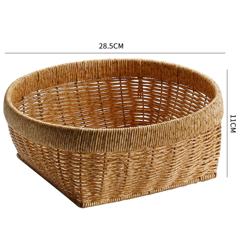 Large 28.5 cm round storage basket with a thick border and tapered square base, ideal for multipurpose storage and luxury home organization.