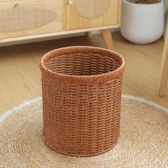 Luxury woven plastic rattan basket, combining elegance and practicality for bedrooms, living rooms, or kitchens.”