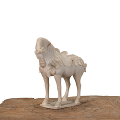 Classic white horse sculpture in resin with graceful presence