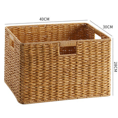 Medium traditional plastic rattan storage basket, ideal for holding pantry items, accessories, or decorative accents.