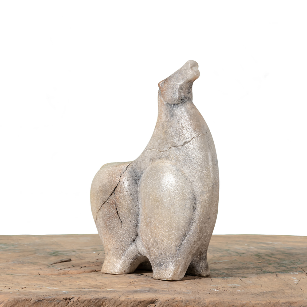 Abstract vintage horse statue in art resin 