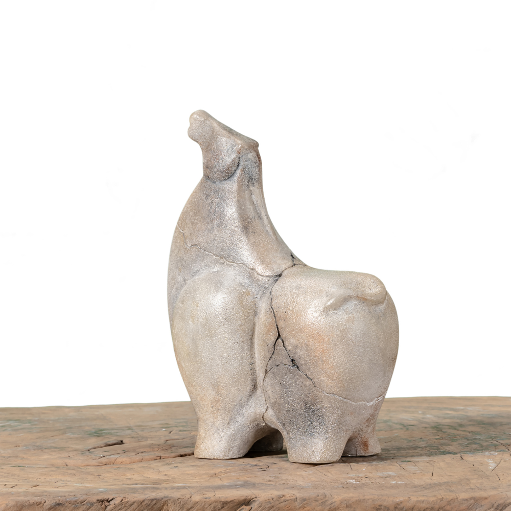 Abstract vintage horse statue in art resin 