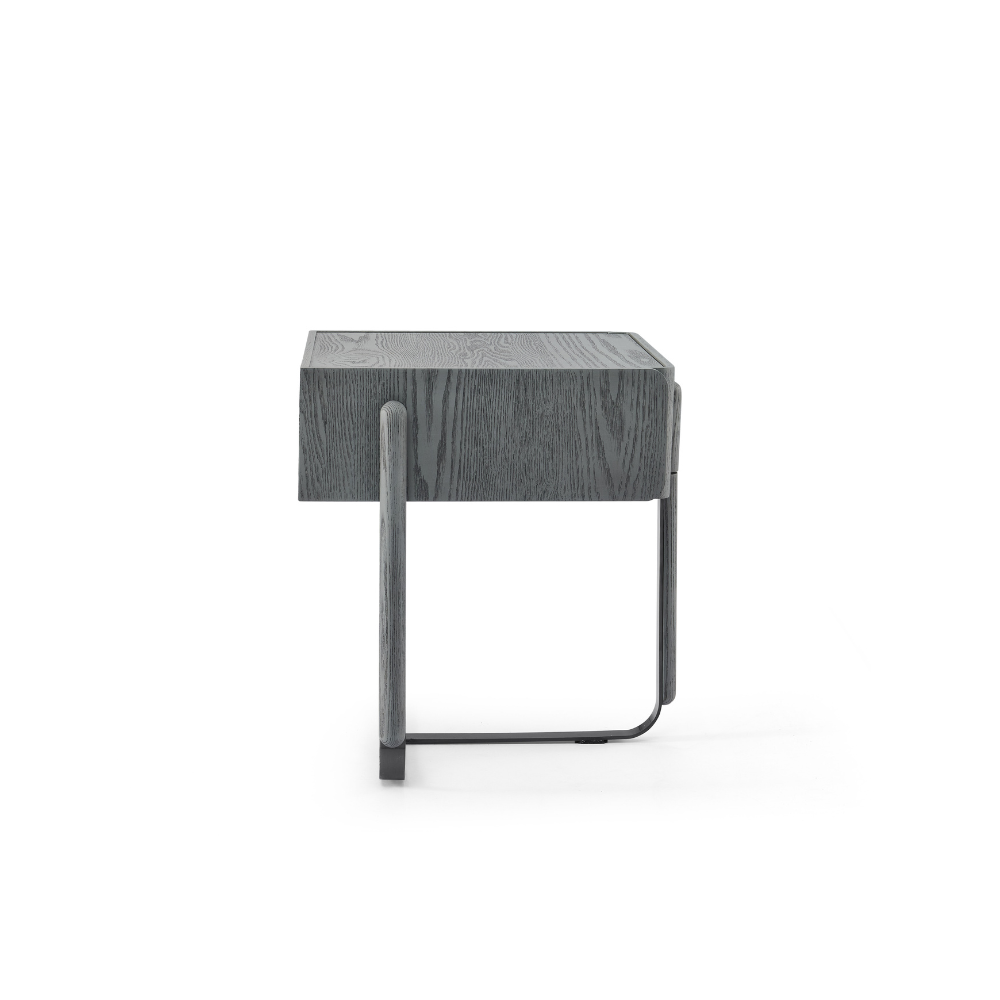 Stylish wood veneer bedside nightstand with drawer storage for bedrooms