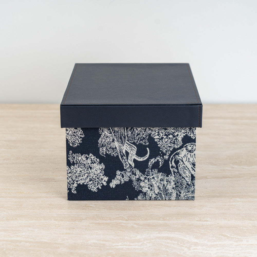 Decorative box with modern botanical design for chic home or office organization