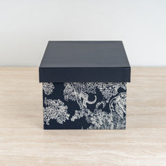 Decorative box with modern botanical design for chic home or office organization