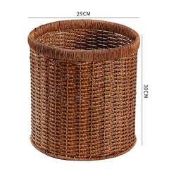Modern plastic rattan decorative basket in walnut tone, ideal for luxury and sophisticated home organization.