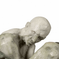 Reflective male figure art sculpture made from marble and art resin, symbolizing contemplation and inner strength, perfect for luxury home or office decor.