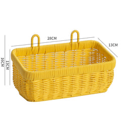 Rectangular storage basket crafted from plastic rattan with a classic design, ideal for organizing and decorating.