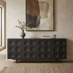 Black Sideboard Geometrics Wood 