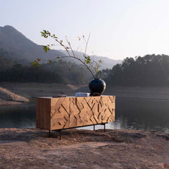 Bosa Sideboard Elm Wood Stainless Steel Legs