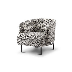 Side angle of modern black and white accent chair