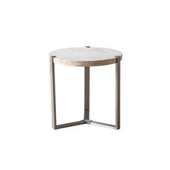 Minimalist Pietra table with smooth travertine surface, showcasing earthy tones and organic beauty.
