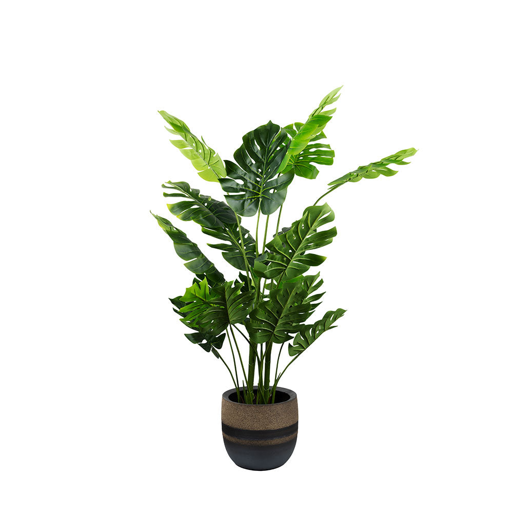 145cm tall realistic artificial Monstera tree with lush tropical leaves in indoor pot