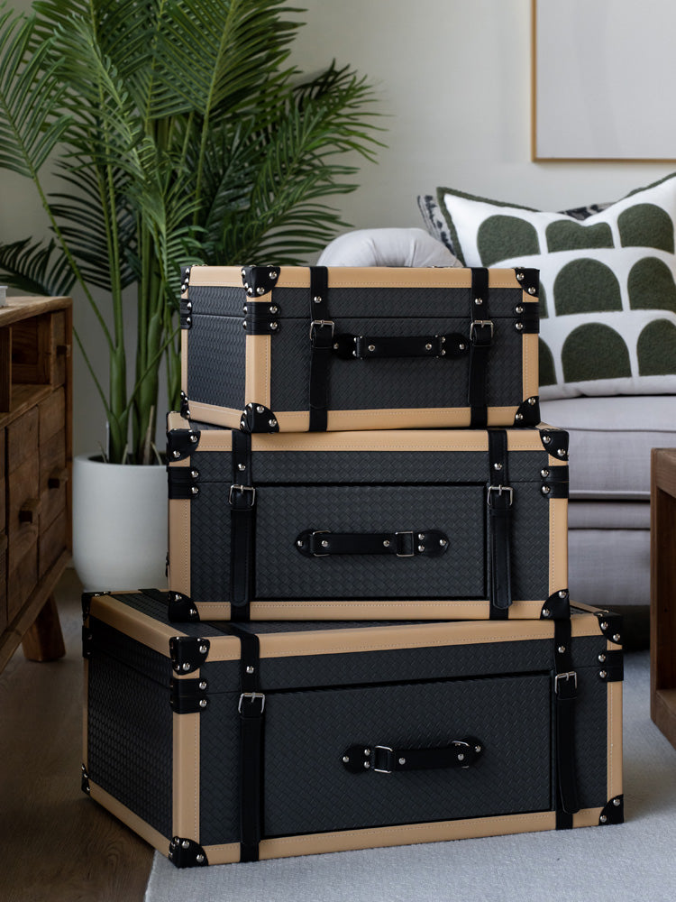 Luxurious mid-century modern storage box crafted from premium PU leather with a soft velvet interior and front drawer, perfect for organizing jewelry, watches, and keepsakes.