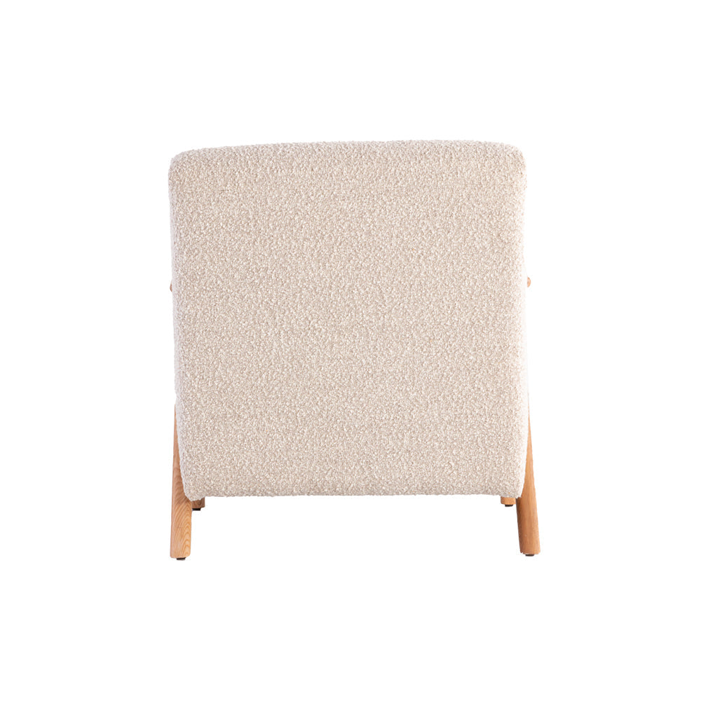 Contemporary accent chair with premium grey chenille upholstery, Elm wood legs, and minimalist Japanese-inspired design.