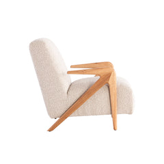 Designer lounge chair in grey chenille with sleek contemporary silhouette and durable Elm wood legs for stylish home d??cor.