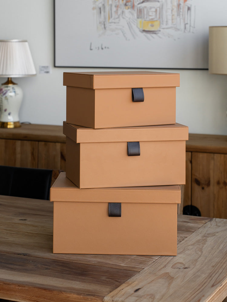 Elegant small storage box crafted from premium PU leather with a soft velvet interior, ideal for organizing jewelry, watches, and keepsakes in modern and contemporary interiors.