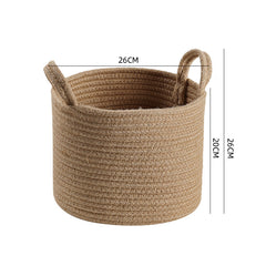 Small flexible jute fabric storage basket, lightweight and versatile, perfect for storing accessories or small household items.