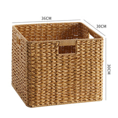 Small traditional style plastic rattan storage basket, perfect for organizing toiletries, accessories, or small household essentials.