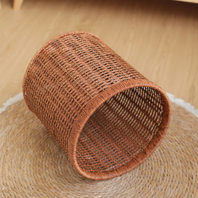 Sophisticated home storage basket in walnut color, ideal for storing accessories or decorative items.