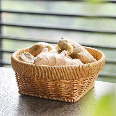 Compact round storage basket with thick rim, designed for modern interiors and luxury home storage.