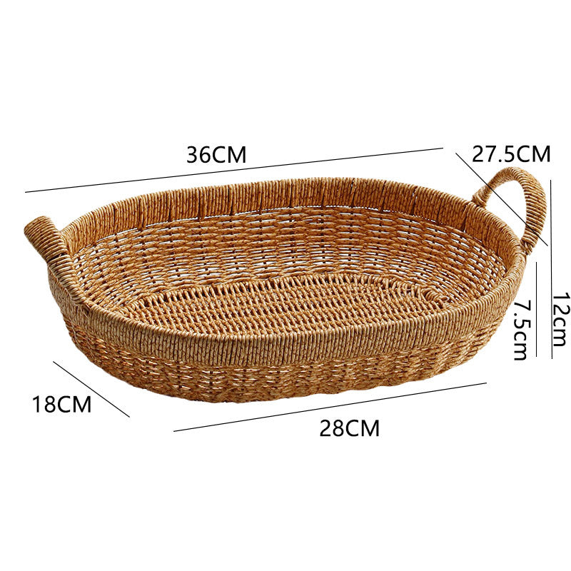 Sophisticated oval plastic rattan storage basket, lightweight yet sturdy, ideal for organizing everyday items.