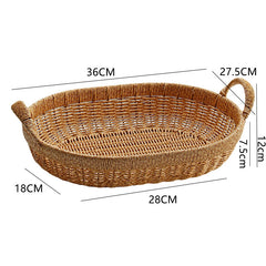 Sophisticated oval plastic rattan storage basket, lightweight yet sturdy, ideal for organizing everyday items.