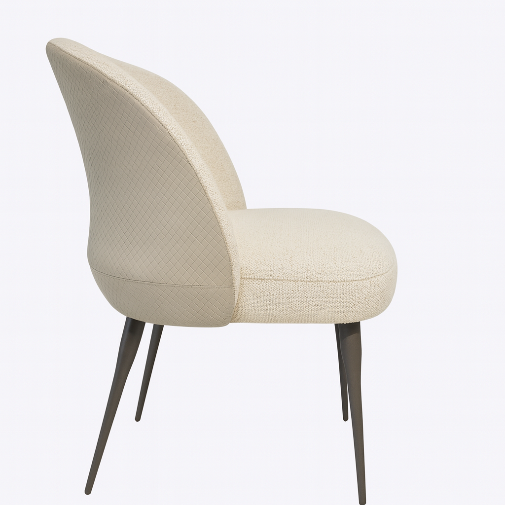 Luxury Sorrento Dining Chair with high-density foam cushioning and comfortable curved back, ideal for contemporary dining spaces.