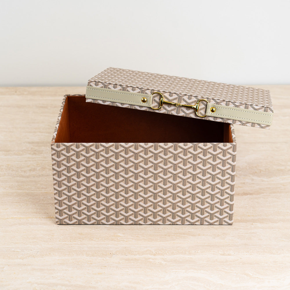 Functional luxury storage box combining aesthetic appeal and practicality.