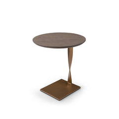 Santoro Side Table Elm Wood Veneer, Brushed Brass