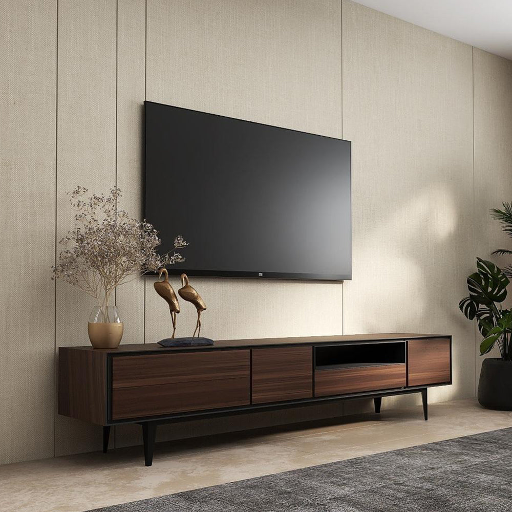 Harper TV Unit Natural Veneer Steel Feet