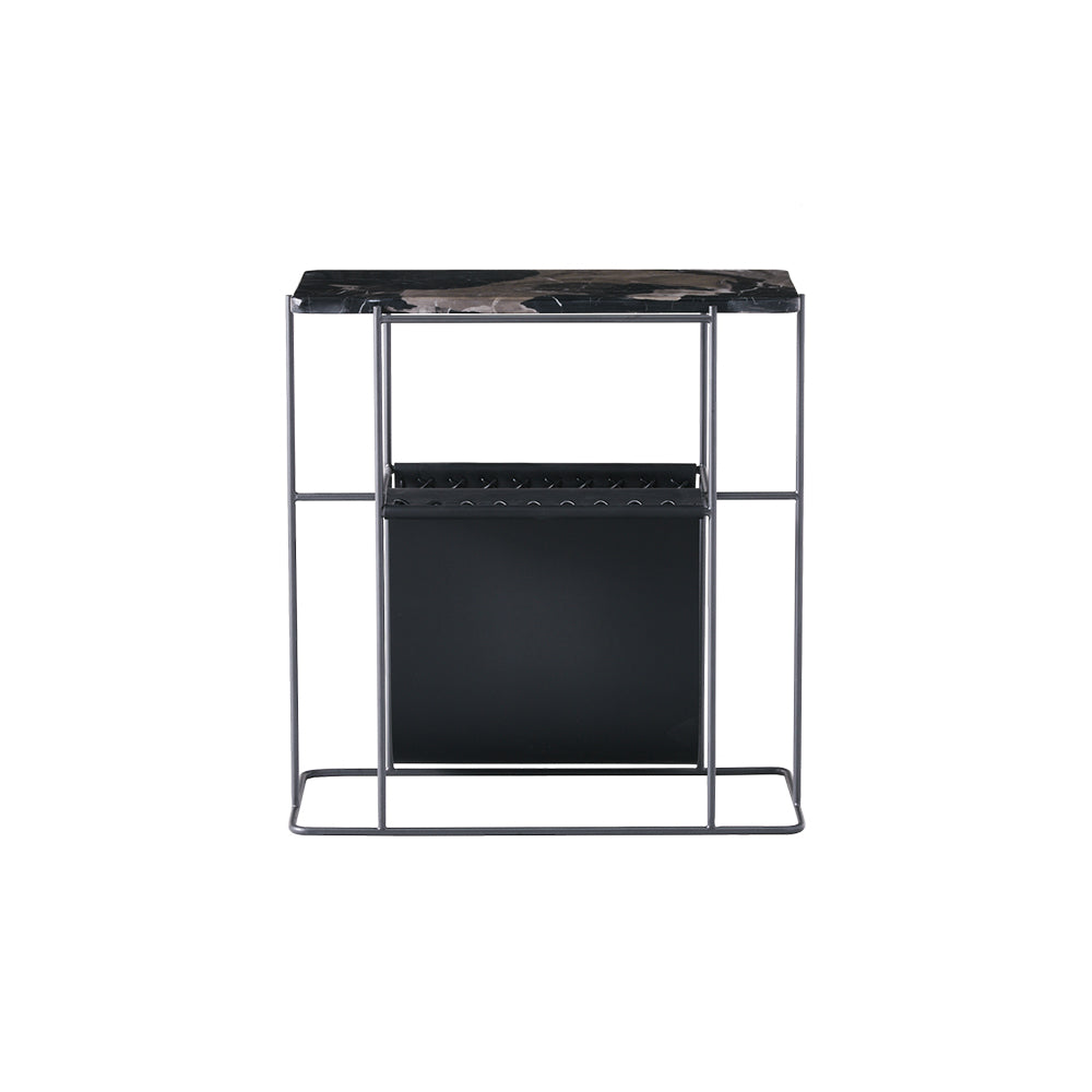 Julius Side Table Black Rose Natural Stone Leather Storage