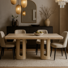 TRAVERTINE MARBLE NATURAL STONE LUXURY DINING TABLE