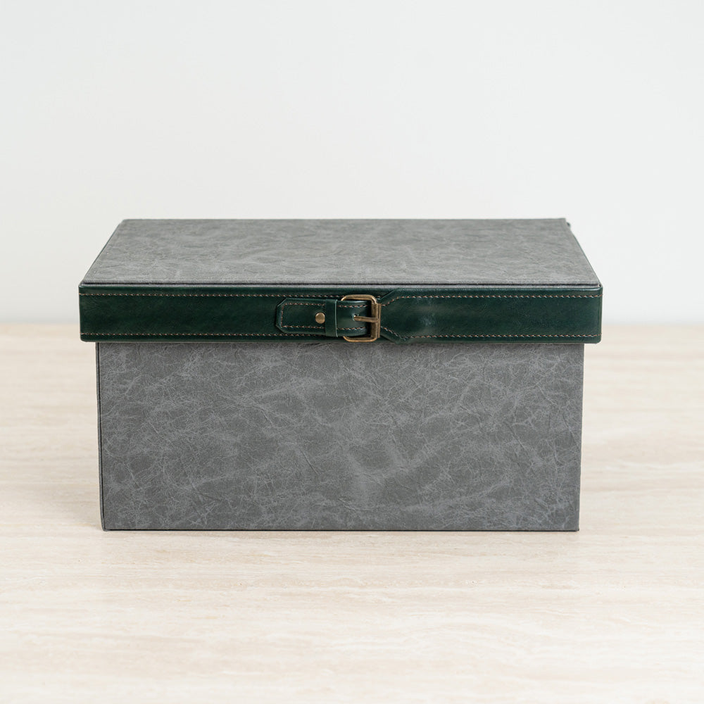 Tech and document storage box with a streamlined, modern aesthetic.