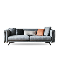 Tindra 3-Seater Blue Sofa with cotton linen upholstery and titanium feet, a modern sofa designed for stylish living room interiors.