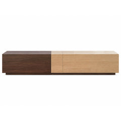 Natural Travertine with Wood Veneer Walnut Tv Unit Entertainment Unit