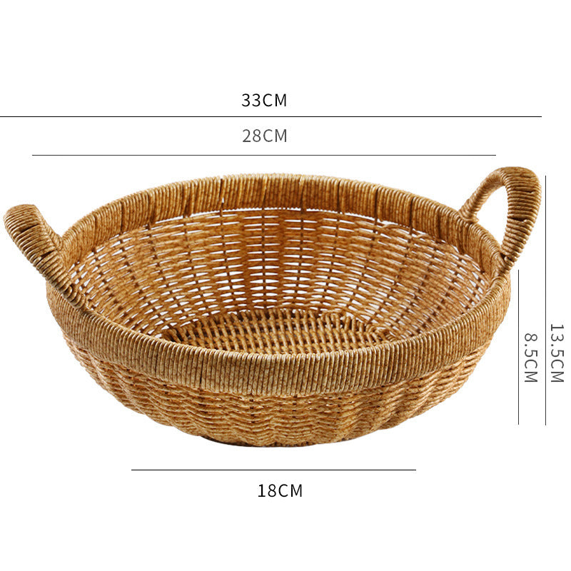 Versatile round bowl-style basket with handles, lightweight and durable, ideal for household organization.