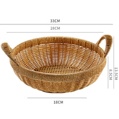 Versatile round bowl-style basket with handles, lightweight and durable, ideal for household organization.