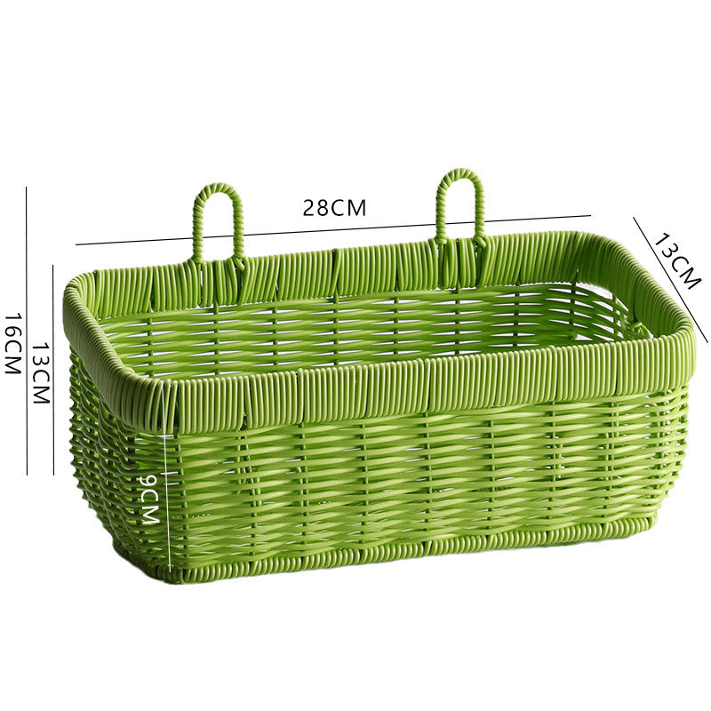Versatile traditional plastic rattan storage basket, suitable for organizing accessories, toiletries, or decorative items.