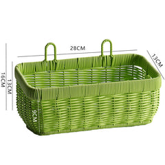 Versatile traditional plastic rattan storage basket, suitable for organizing accessories, toiletries, or decorative items.