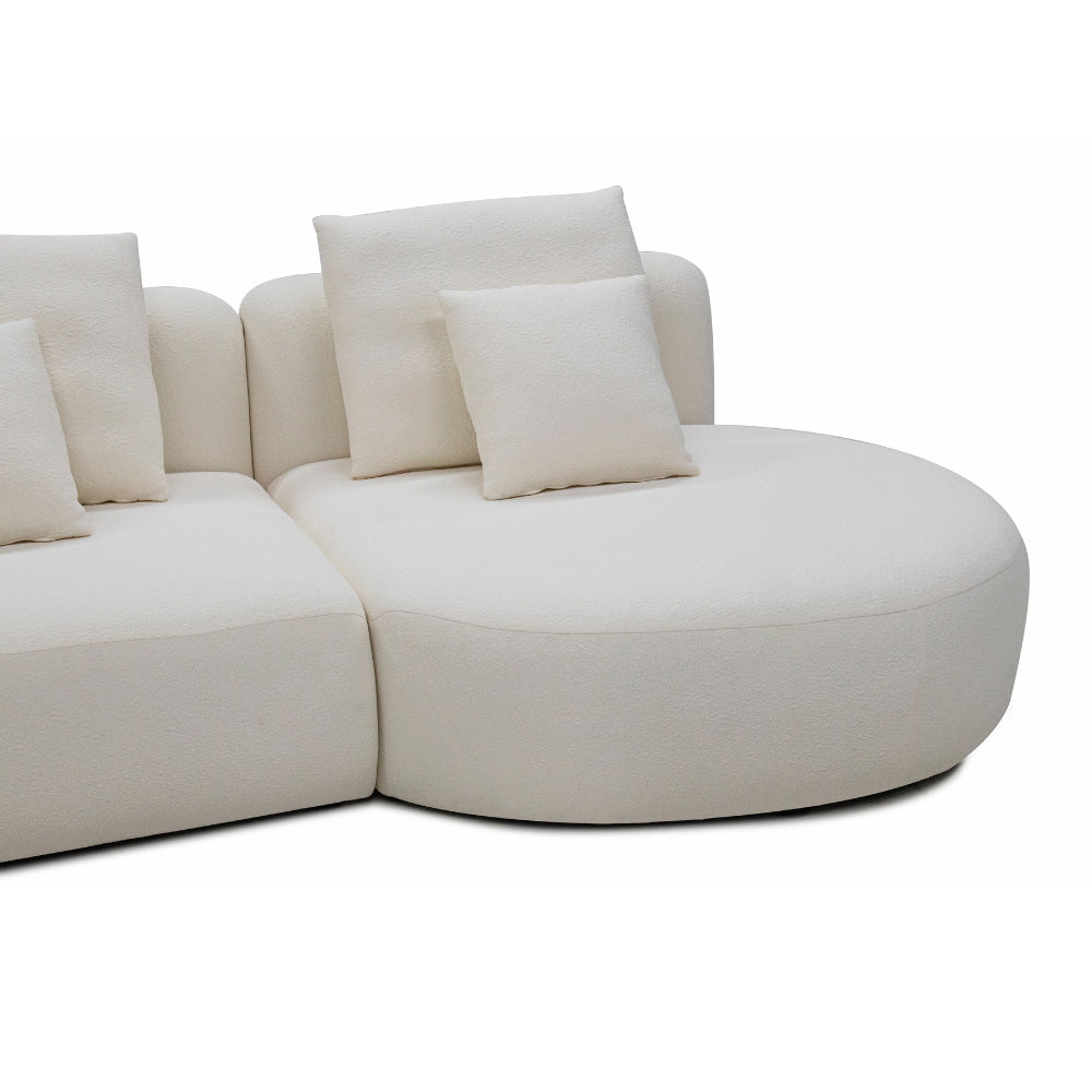 Detail shot of the Vihta sofa’s modern woven fabric, showing the durable texture and refined craftsmanship of the upholstery.