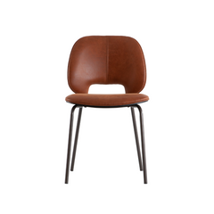 Retro dining chair with oil wax cloth seat and sturdy carbon steel frame
